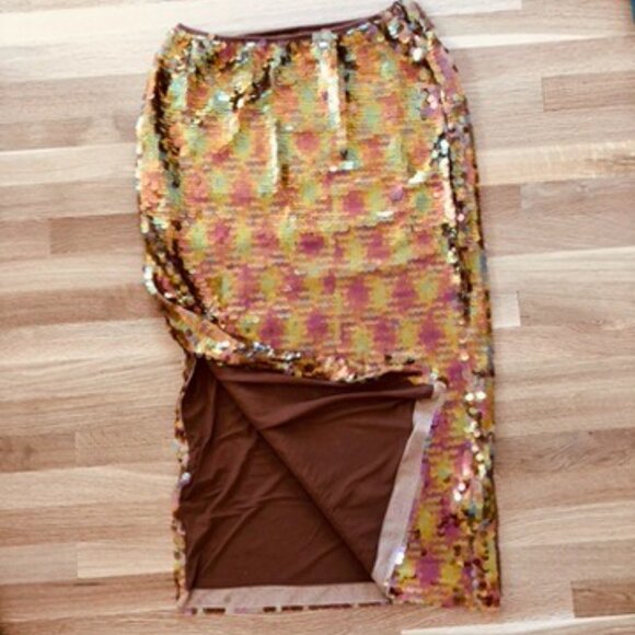 Anthropologie Maeve Iridescent Sequin Maxi Skirt - Picture 8 of 9